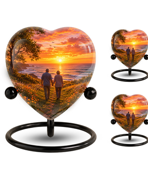 Personalized Sunset Beach Companion Cremation Urn for Mom & Dad