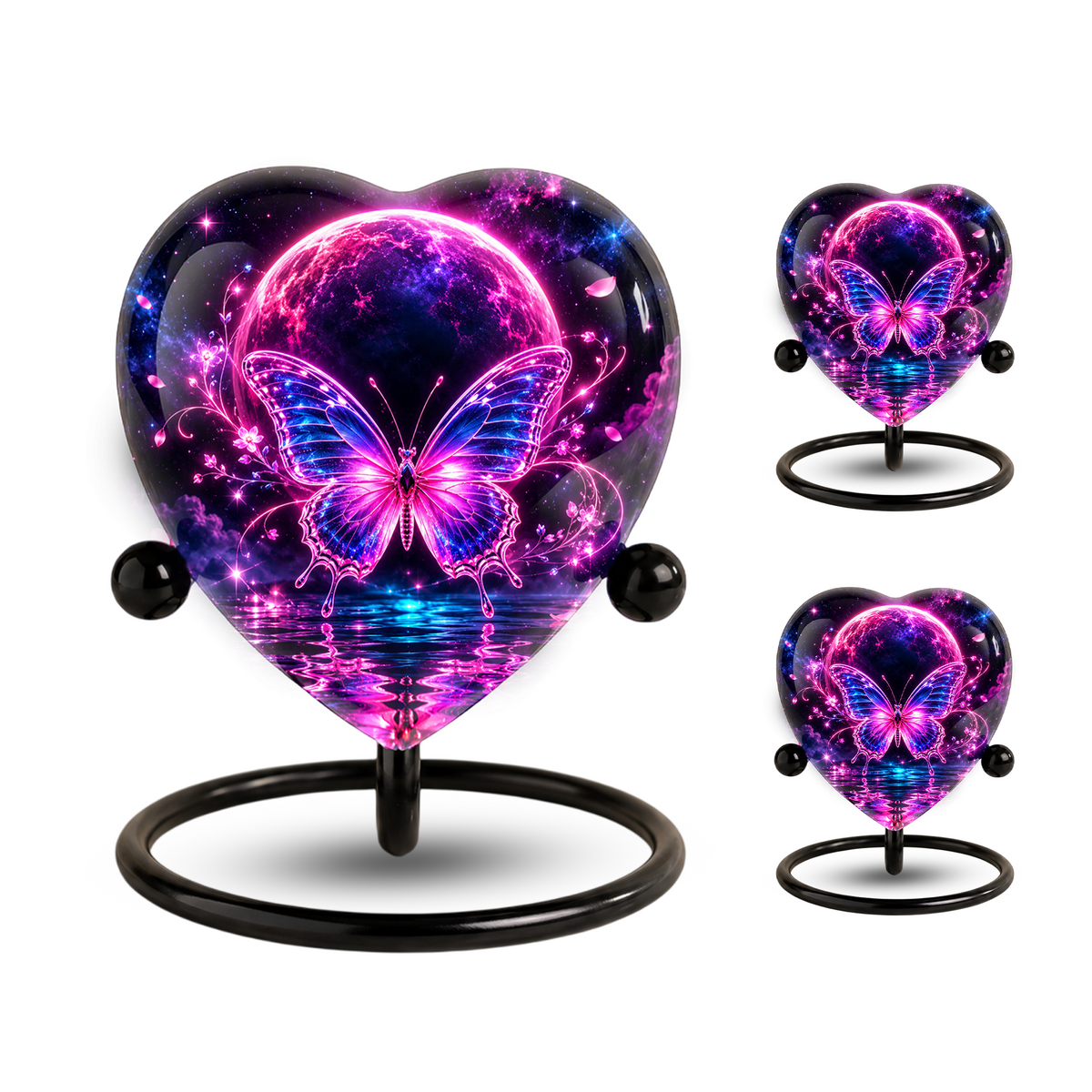 Pink Butterfly Adult Urn for Ashes, Purple and Blue Butterfly Memorial Urn, Celestial Moon Cremation Urn