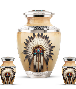 Native American Western Cremation Urn for Dad & Mom, Personalized Memorial Urn