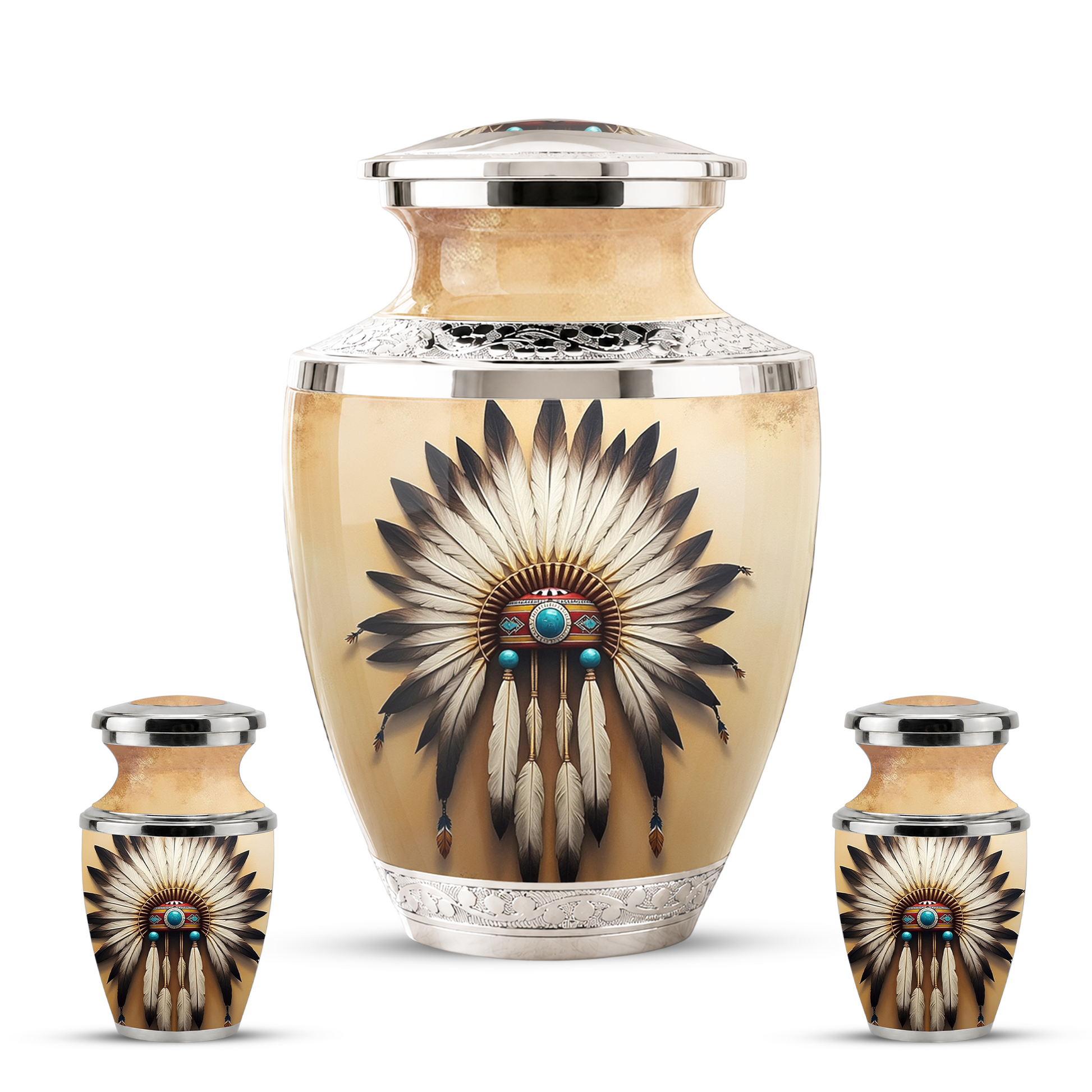 Native American Western Cremation Urn for Dad & Mom, Personalized Memorial Urn