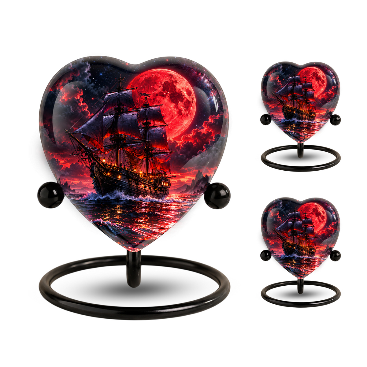 Pirate Ship Adult Cremation Urn for Ashes – Red Moon Nautical Memorial Urn,