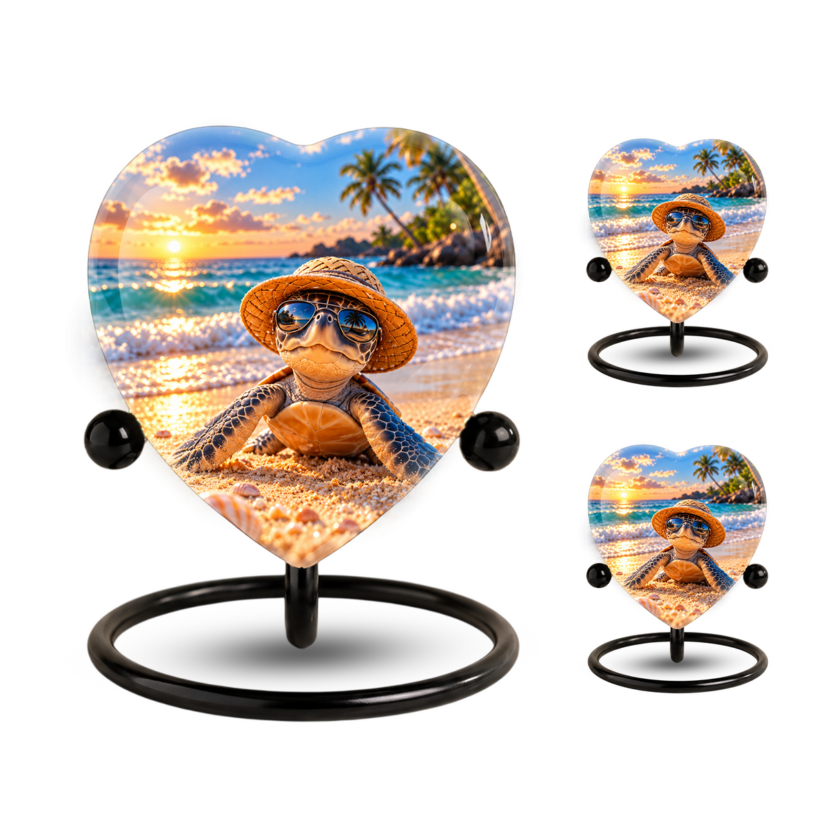 Turtle Beach Cremation Urn for Ashes, Sea Turtle Memorial Urn, Ocean Sunset Urn, Heart Shaped Cremation Urn,