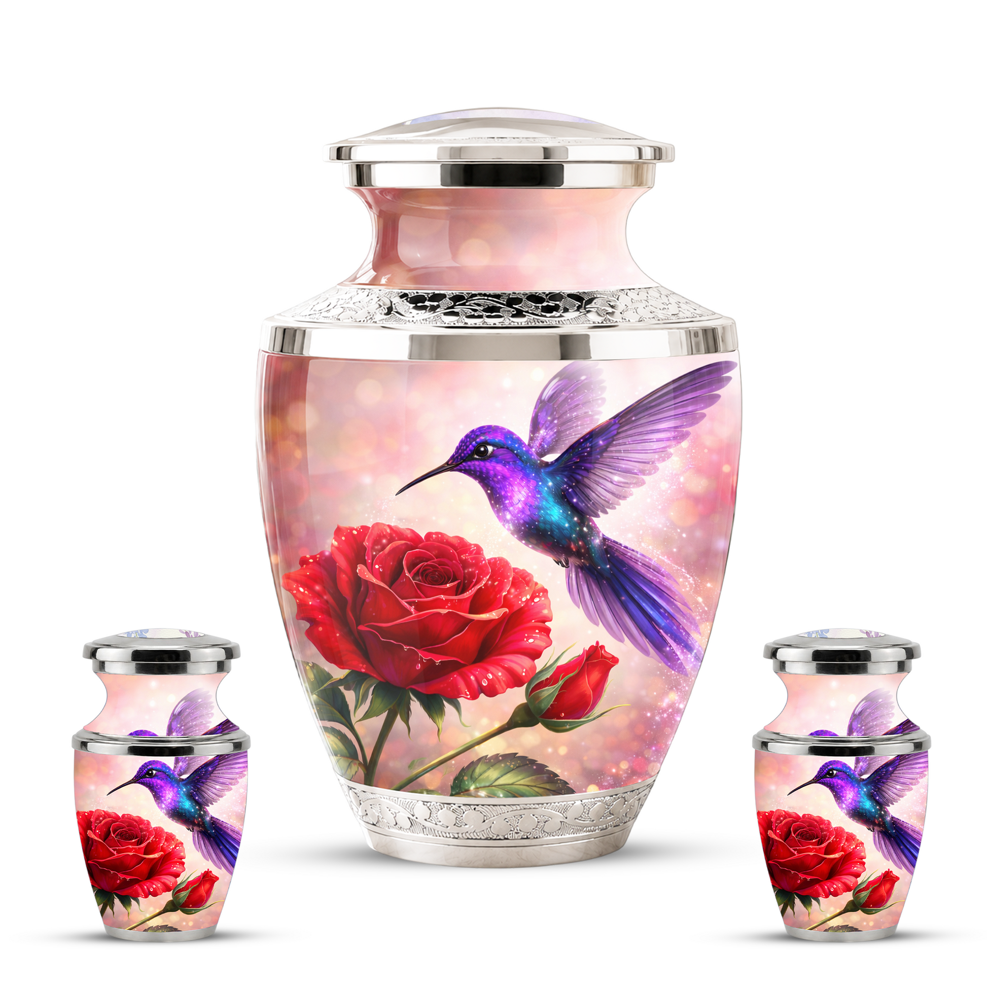 Rose Hummingbird Cremation Urn for Human Ashes, Personalized Memorial Urn for Adults