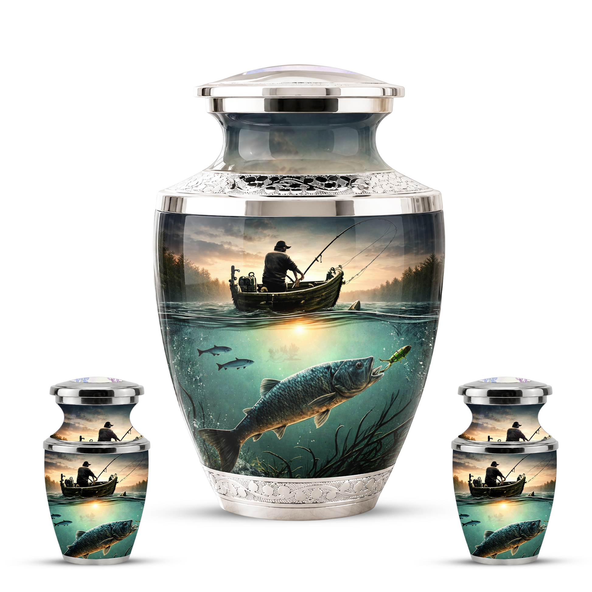 Fishing Cremation Urn for Dad, Personalized Fisherman Memorial Urn for Male Ashes