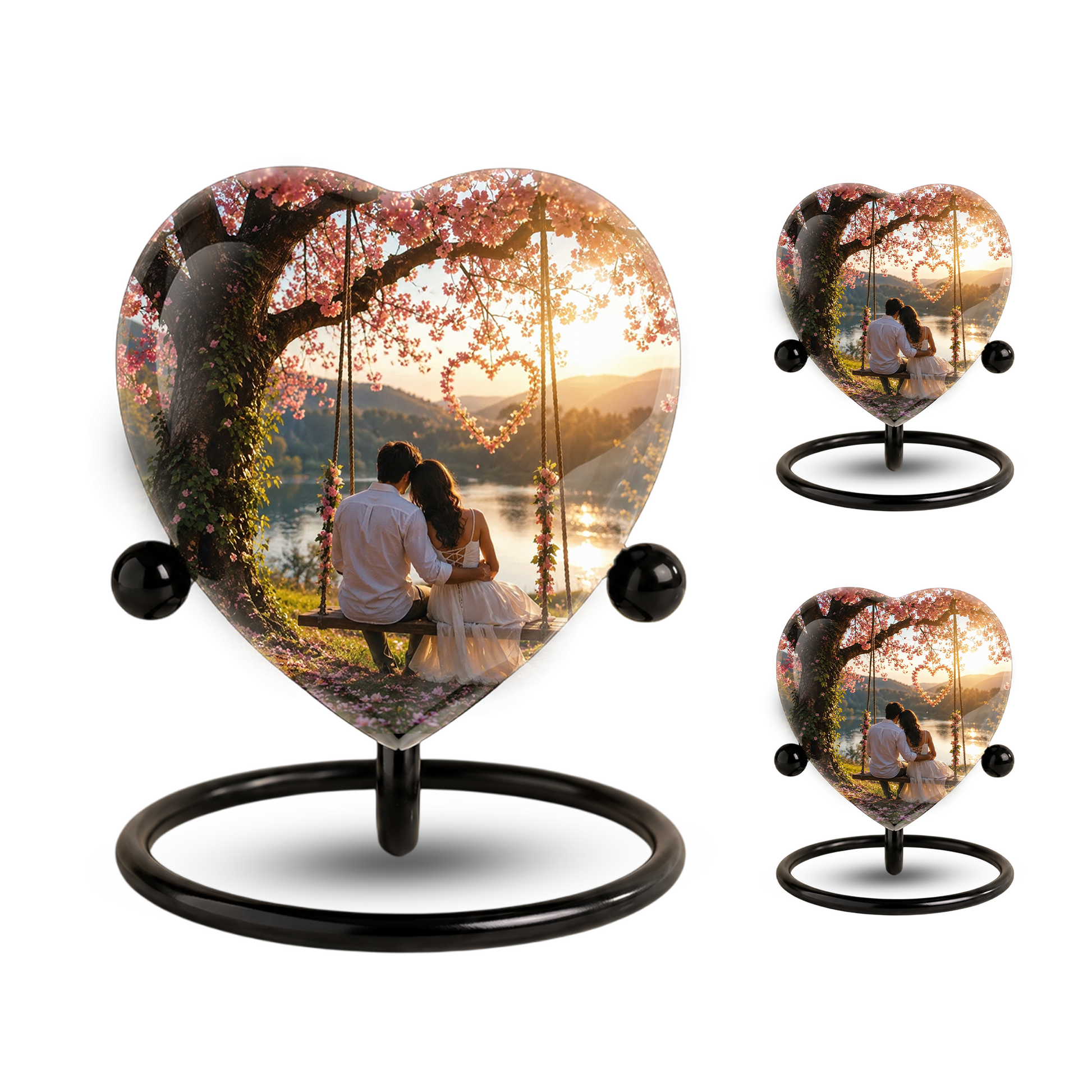 Loving Couple Heart Cremation Urn for Adults – Beautiful Adult Urn for Ashes, Romantic Memorial Urn for Husband & Wife