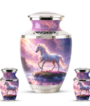 Unicorn Cremation Urn for Female, Personalized Memorial Urn for Women