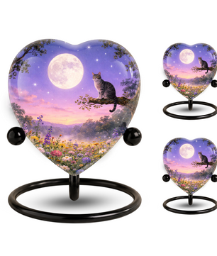 Personalized Cat Urn, Moonlight Garden Memorial,Unique Cat Urns