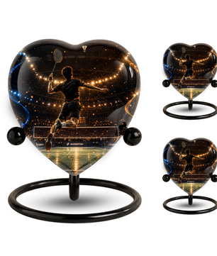 Personalized Badminton Cremation Urn for Ashes | Adult Urn for Dad, Men
