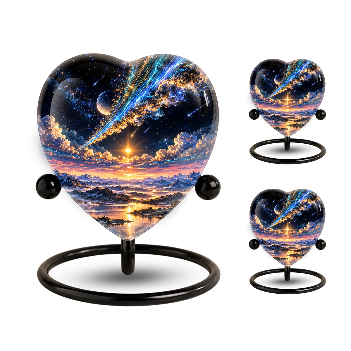 Optimized SEO Title Galaxy Mountain Heart Cremation Urn for Ashes, Personalized Adult Memorial Urn