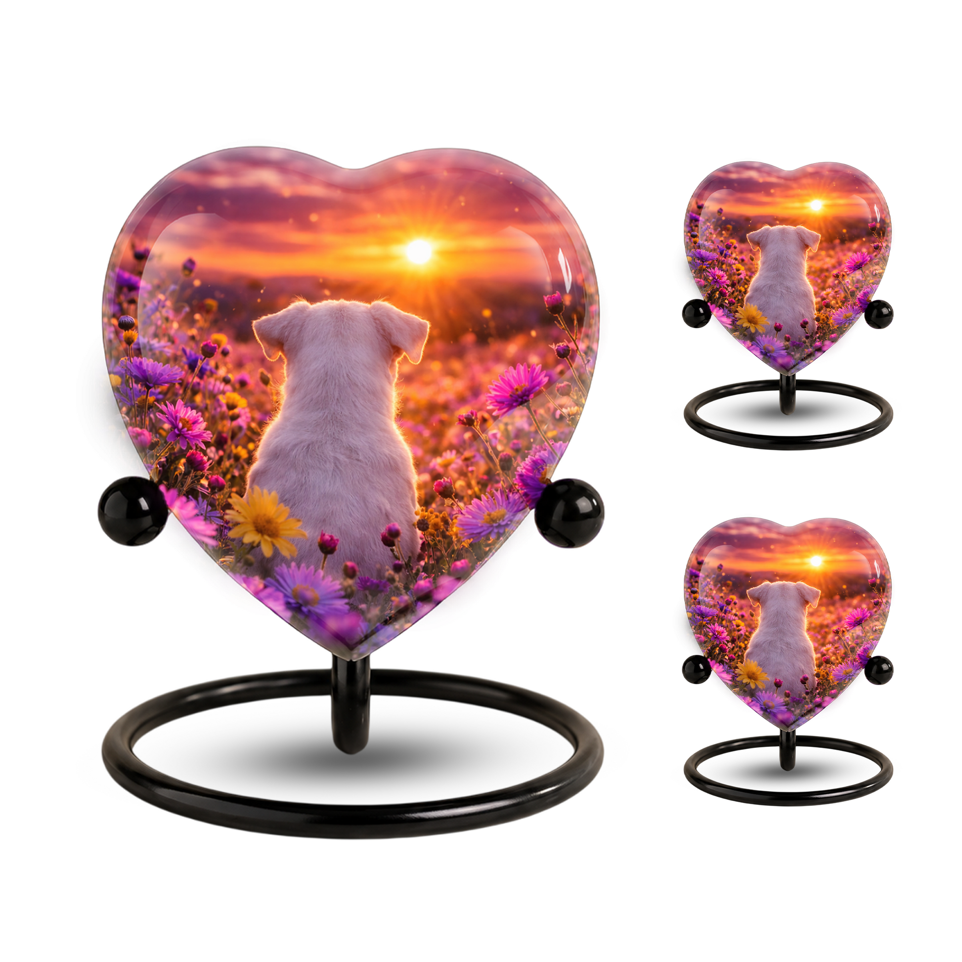 Sunset Rainbow Bridge Dog Adult Urn for Human Ashes – Heart-Shaped Memorial Adult Cremation Urn