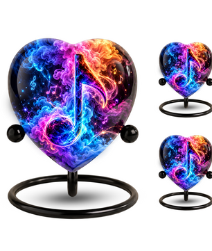 Heart Shaped Music Note Urn for Ashes, Colorful Musical Memorial Urn, Personalized Music Lover Cremation Urn