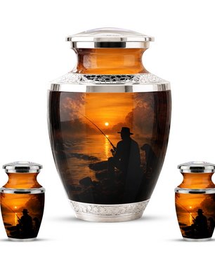 Personalized Fishing Cremation Urn for Male, Fishing Memorial Urn for Father