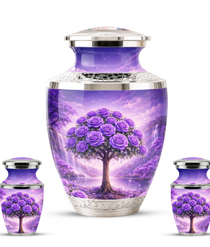 Purple Rose Cremation Urn for Mom, Lavender Rose Memorial Urn, Mother Keepsake for Ashes