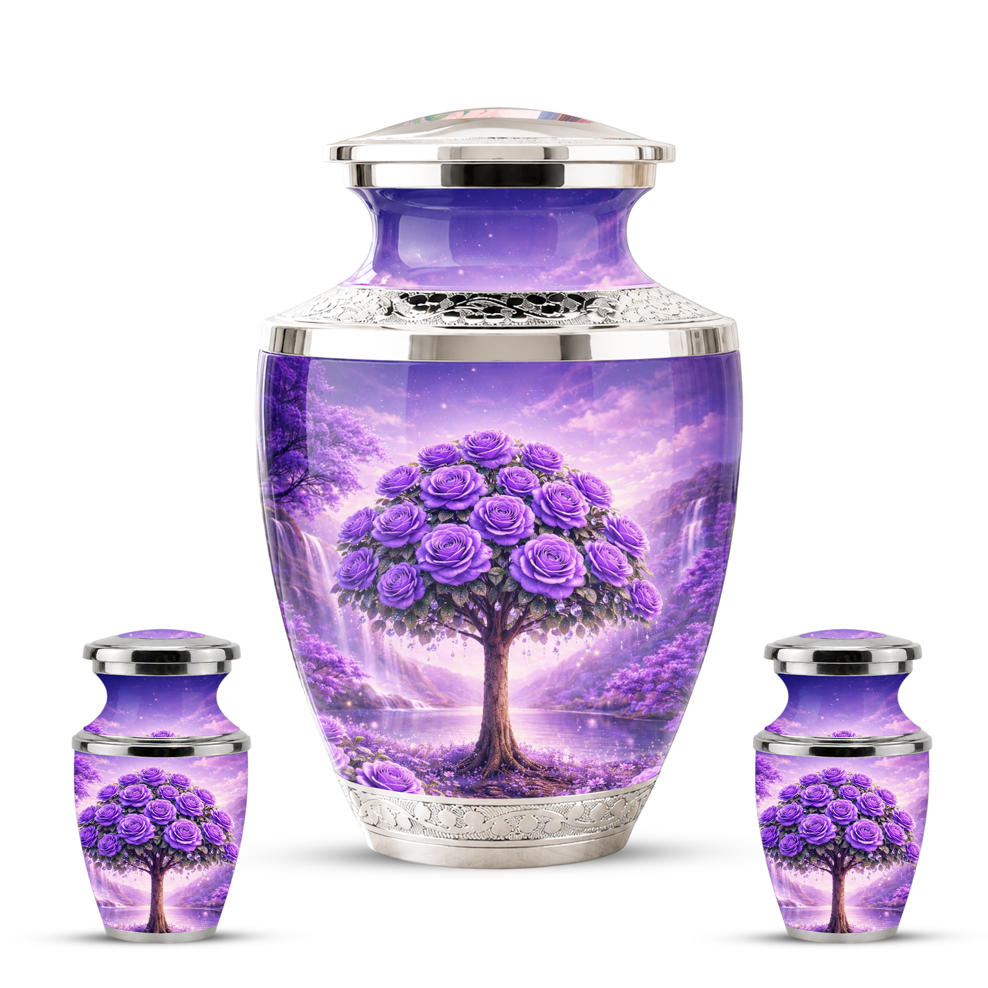 Purple Rose Cremation Urn for Mom, Lavender Rose Memorial Urn, Mother Keepsake for Ashes