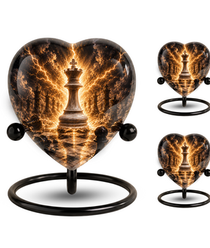 Royal Chess King Heart Adult Urn – Adult Urn, Urns for Adult Ashes,Adult Cremation Urns