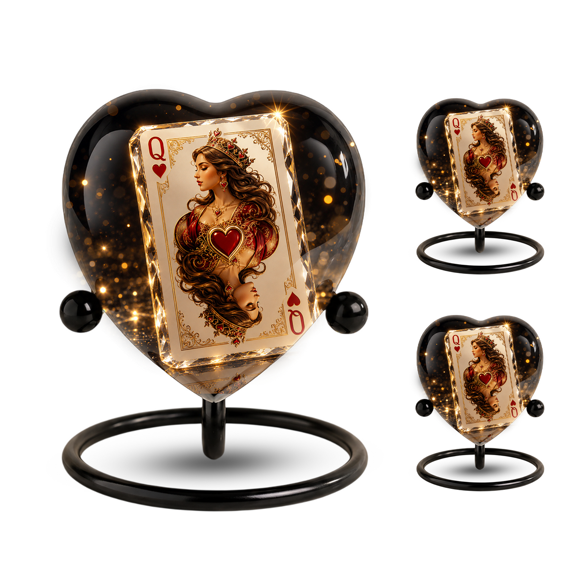 Queen of Hearts Urn – Queen of Hearts Cremation Urn, Playing Card Memorial Urn, Heart-Shaped Adult Urn for Ashes