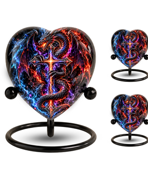 Dragon Cremation Urn for Ashes, Fantasy Dragon Memorial Urn, Cross Urn for Men, Personalized Adult Cremation Urn, Gothic Dragon Urn