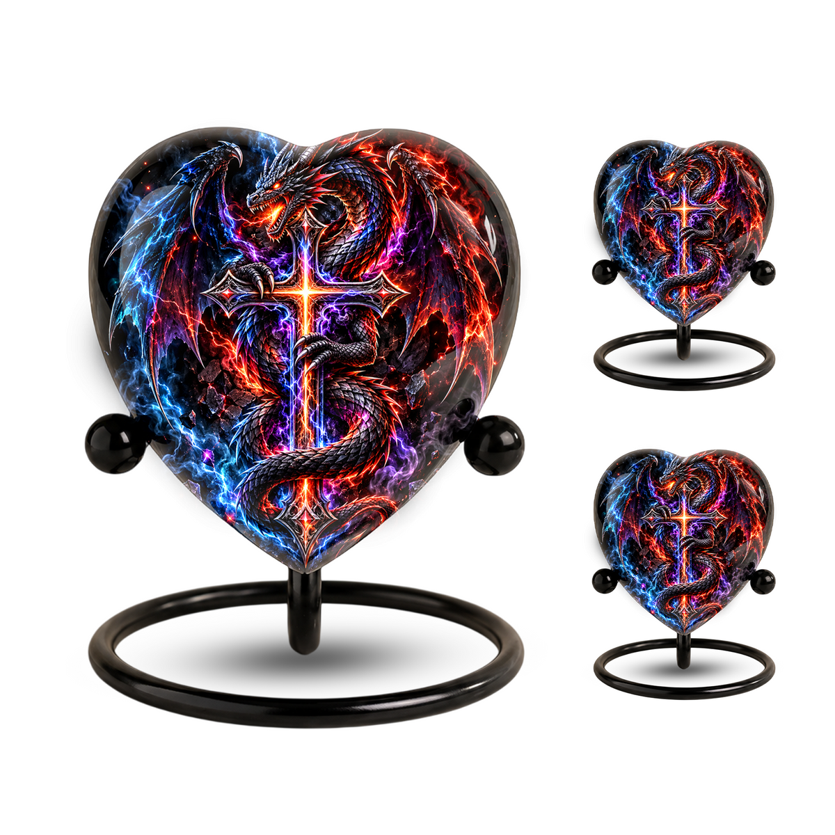 Dragon Cremation Urn for Ashes, Fantasy Dragon Memorial Urn, Cross Urn for Men, Personalized Adult Cremation Urn, Gothic Dragon Urn