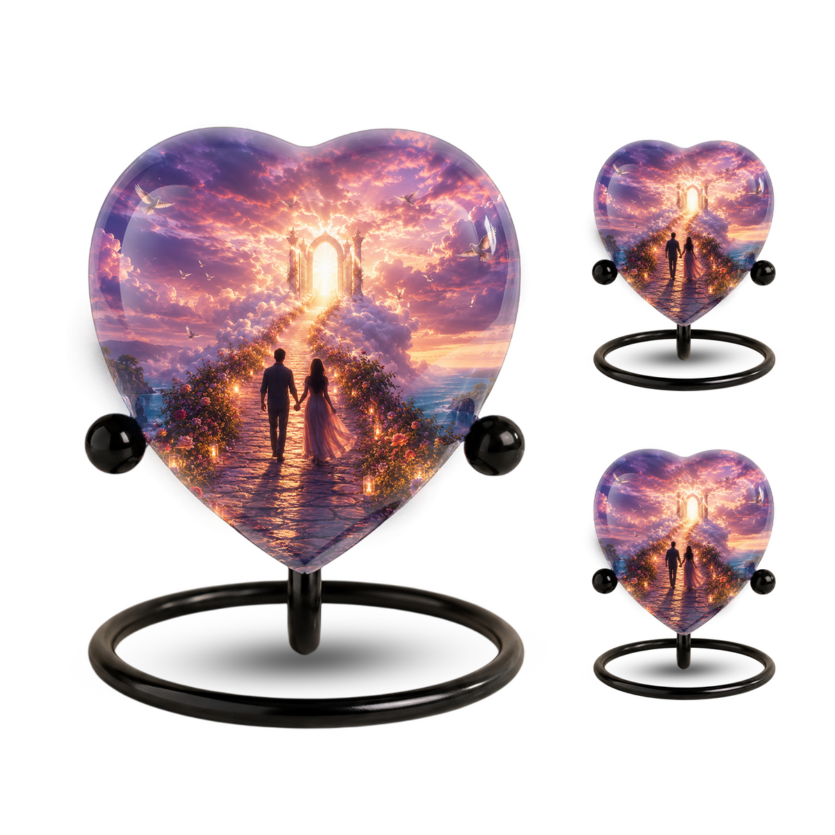 Heart Shaped Adult Cremation Urn for Ashes – Heavenly Couple Memorial Urn for Loved Ones