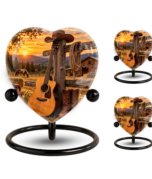 Cowboy Western Cremation Urn for Ashes, Personalized Cowboy Memorial Urn, Country Music Urn