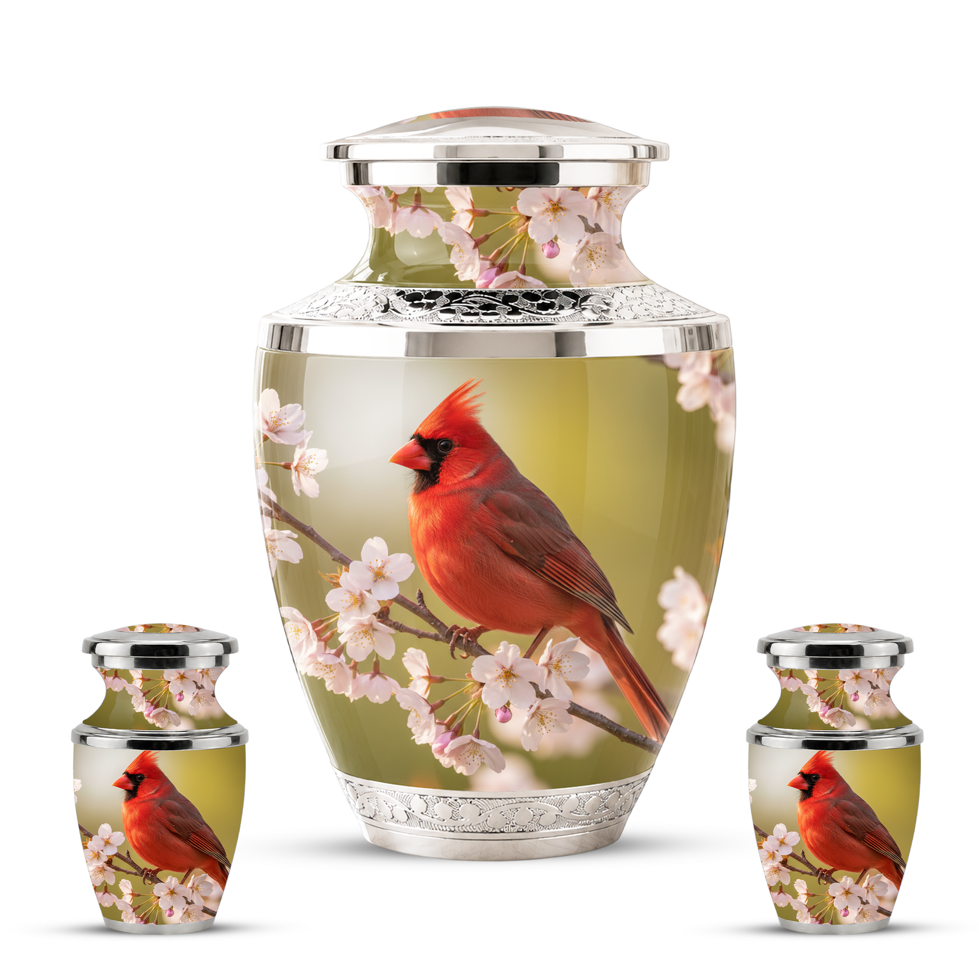 Red Cardinal Cremation Urn, Cardinal Memorial Urn for Human Ashes