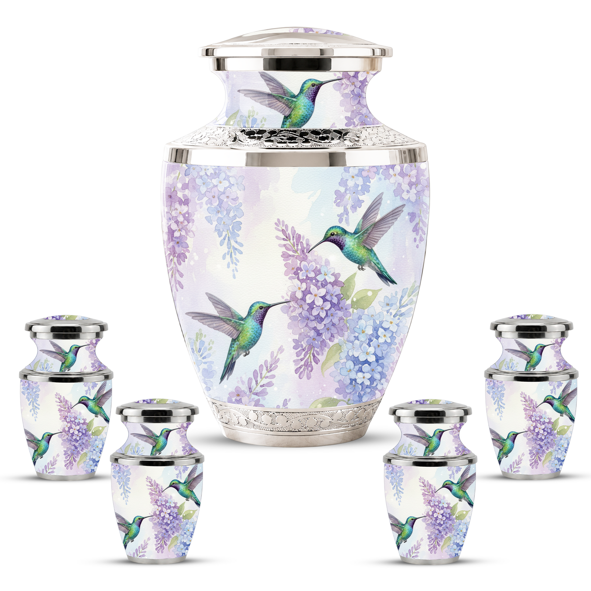 Green Hummingbird Cremation Urn - Couple Humming Bird Urn For Companion