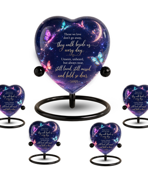 Butterfly Heart Shaped Urn for Ashes – Beautiful Memorial Butterfly Urn for Human Ashes