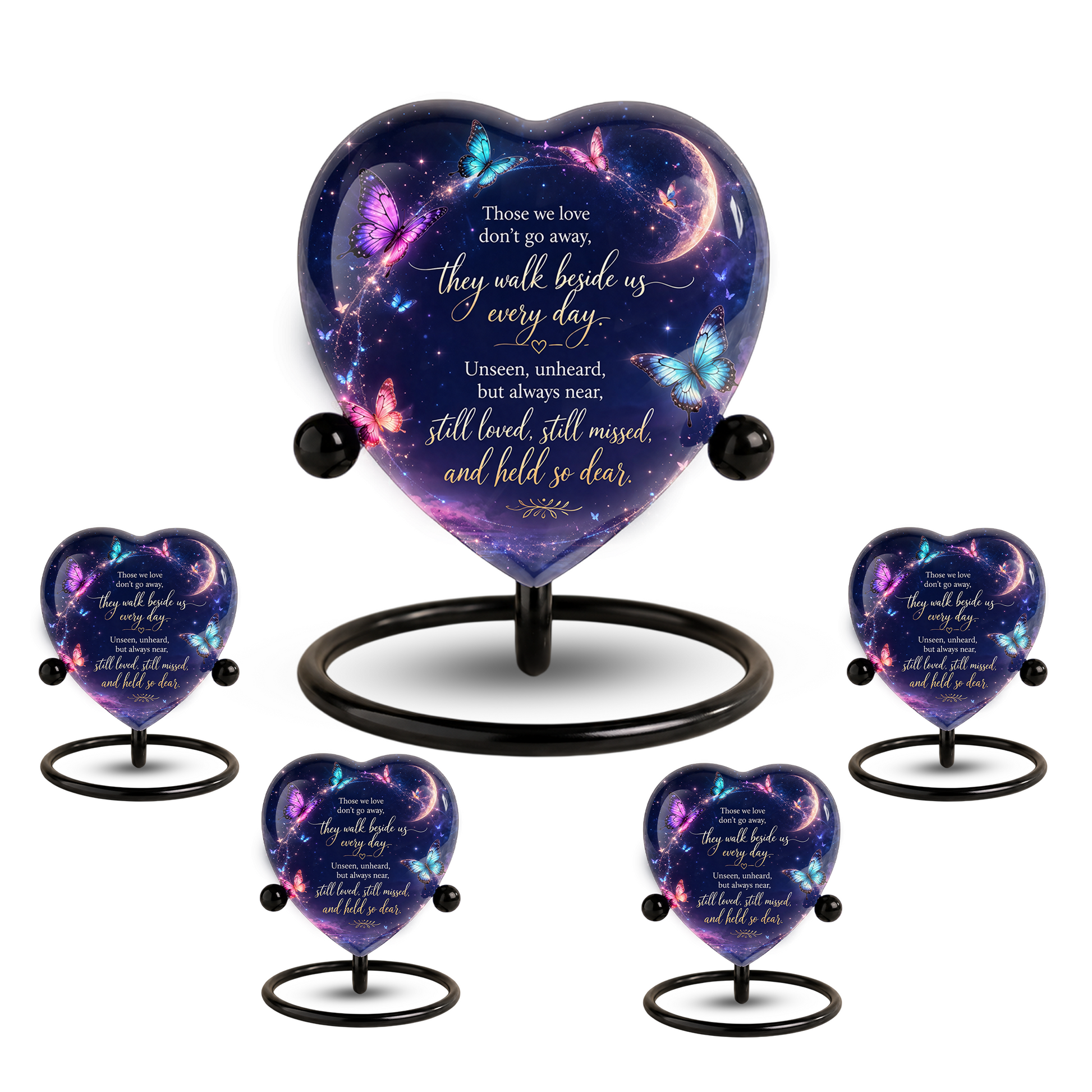 Butterfly Heart Shaped Urn for Ashes – Beautiful Memorial Butterfly Urn for Human Ashes
