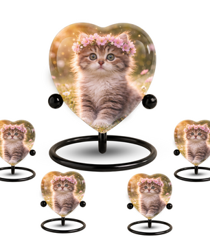 Cat Urn Heart-Shaped Memorial – Beautiful Adult Cremation Urn for Cat Ashes