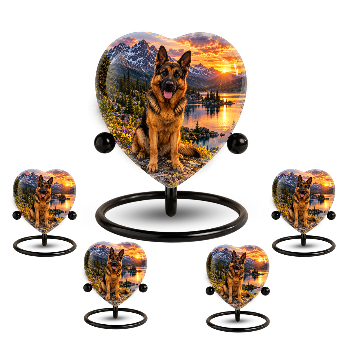 German Shepherd Heart Cremation Urn for Ashes, Personalized Adult Memorial Urn Heart Shaped Pet Memorial