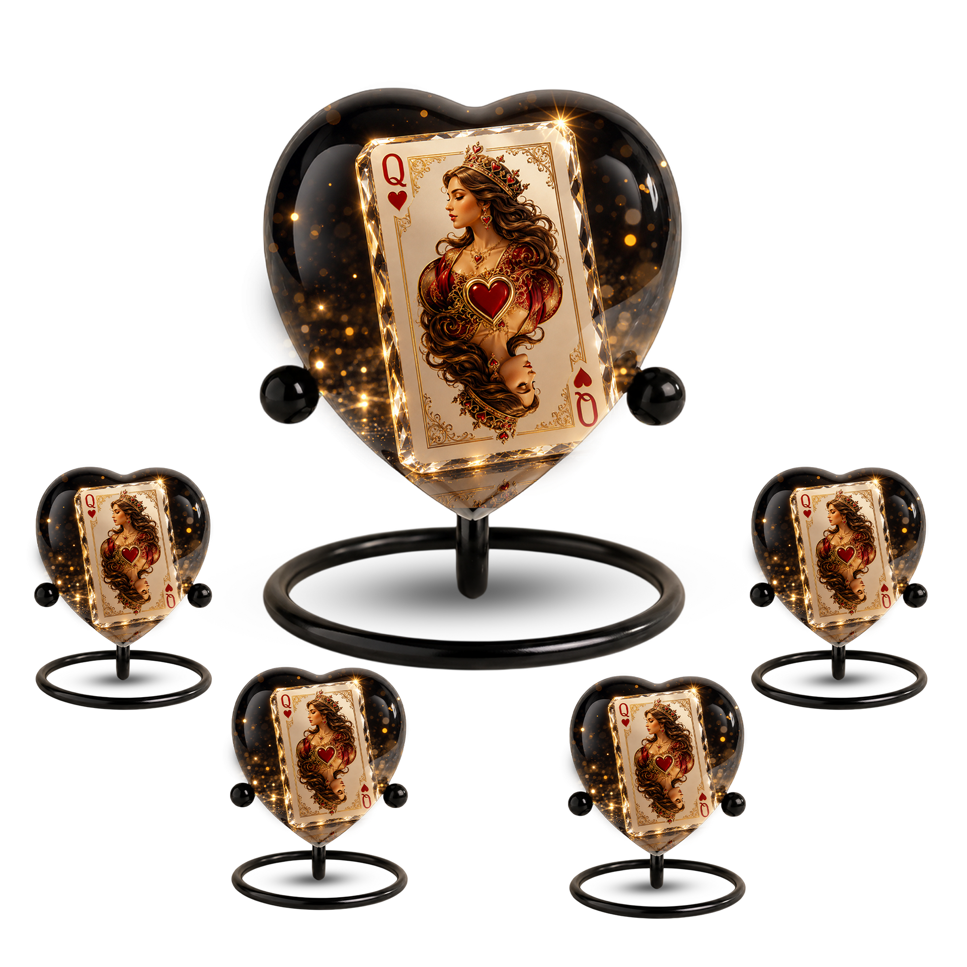 Queen of Hearts Urn – Queen of Hearts Cremation Urn, Playing Card Memorial Urn, Heart-Shaped Adult Urn for Ashes