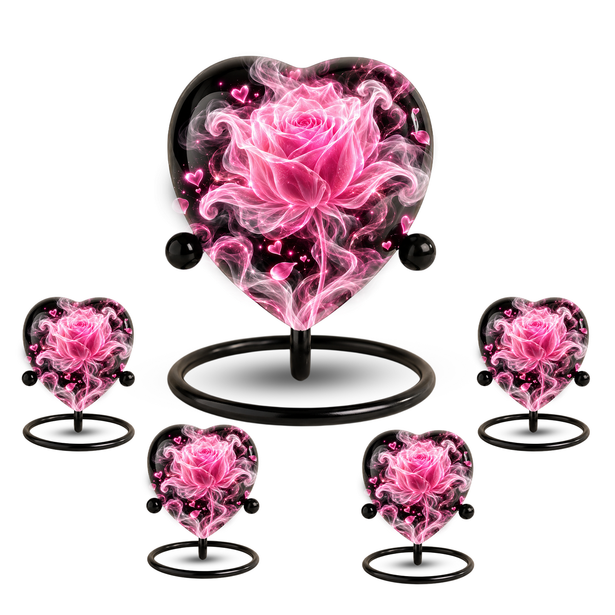 Pink Rose Adult Cremation Urn for Ashes, Personalized Rose Memorial Urn, Heart Shaped Adult Urn, Pink Flower Cremation Urn, Love Urn