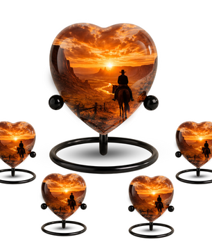 Cowboy Sunset Urn for Dad | Personalized Western Urn for Father & Ashes