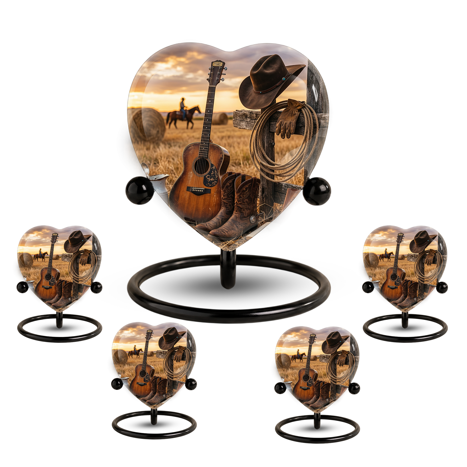 Cowboy Urn for Dad – Western Heart Shaped Cremation Urn for Father, Son & Men