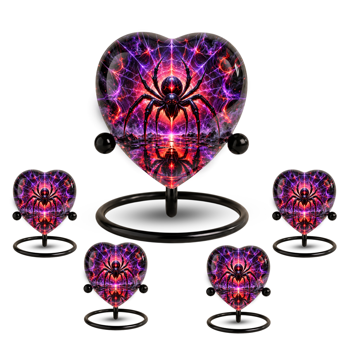 Spider Cremation Urn for Ashes, Gothic Spider Memorial Urn, Black Widow Spider Urn, Web Themed Adult Urn, Personalized Heart Shaped Urn