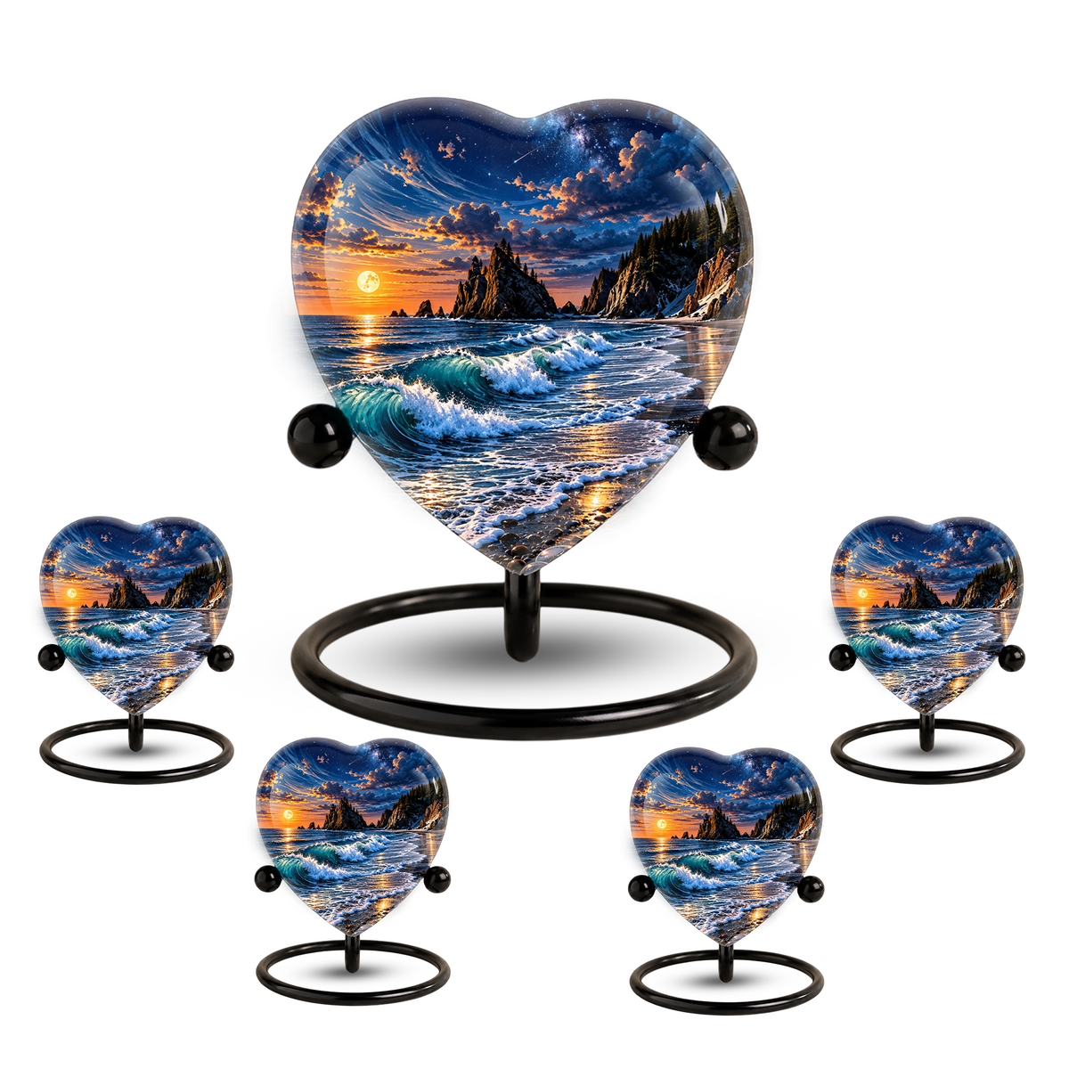 Ocean Wave Heart Cremation Urn for Ashes, Personalized Adult Memorial Urn, Beach Urn for Loved One
