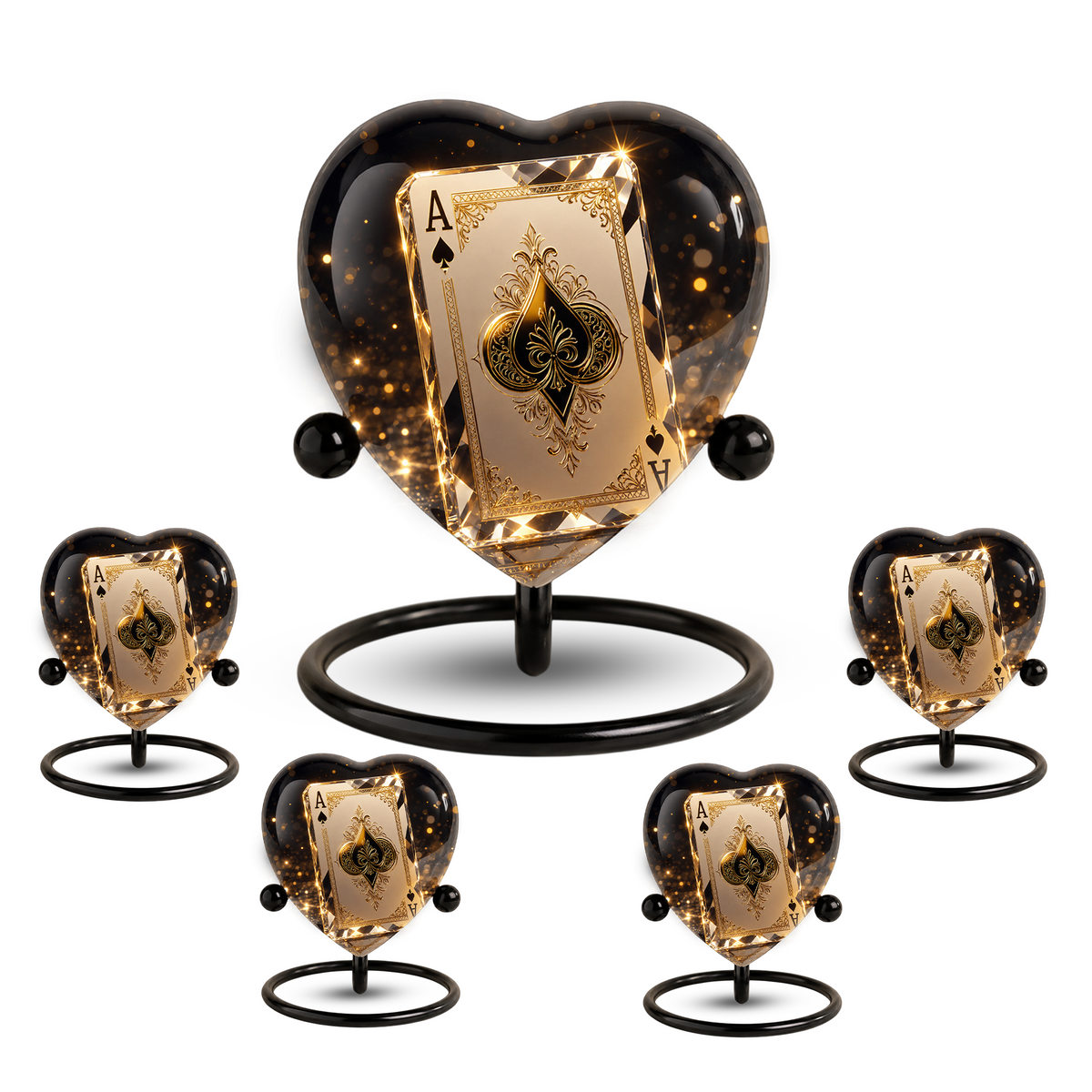 Ace of Spades Adult Urn – Luxury Playing Card Heart Design Adult Cremation Urn for Ashes