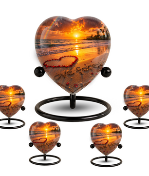 Beach Urn for Human Ashes – Ocean Sunset Cremation Urn, Beach Keepsake Urn & Beautiful Memorial Urn