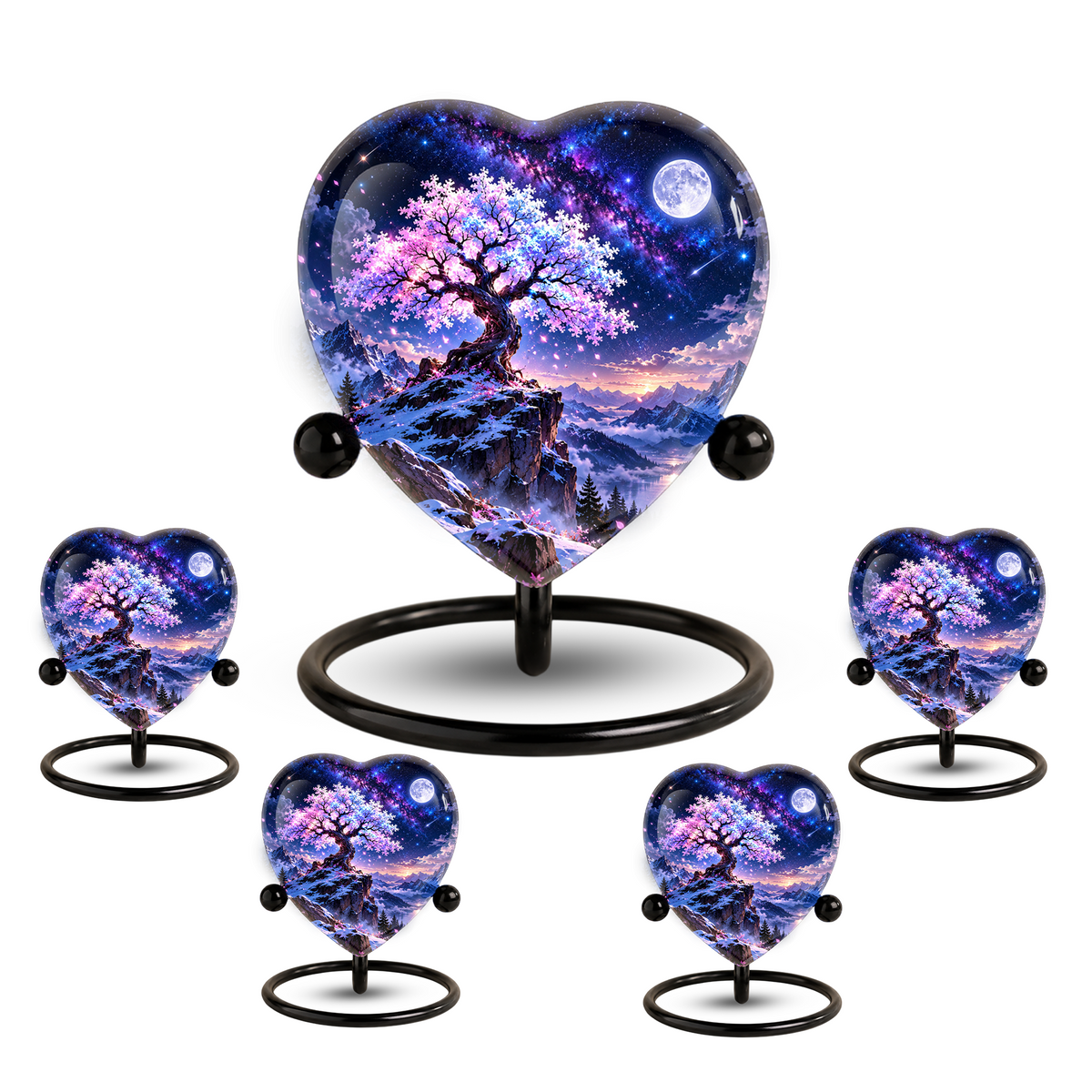 Cherry Blossom Adult Urn for Ashes, Tree of Life Memorial Urn, Pink Sakura Tree Cremation Urn