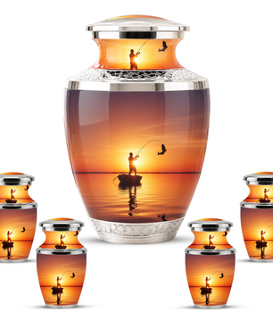 Gone Fishing Cremation Urn for Dad, Personalized Fishing Urn for Human Ashes