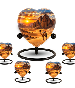 Desert Camel Cremation Urn for Ashes, Desert Memorial Urn, Camel Sunset Urn, Heart Shaped Cremation Urn