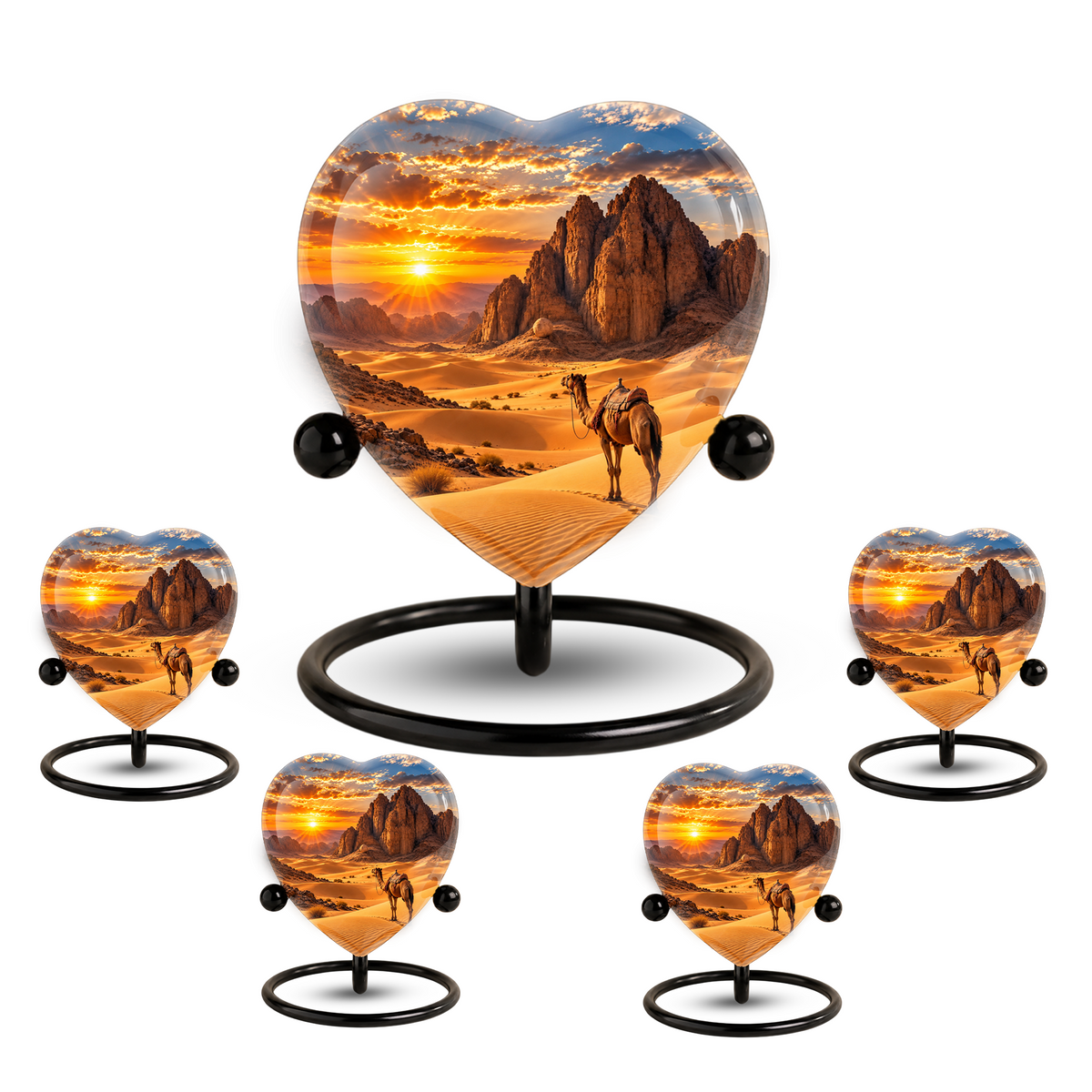 Desert Camel Cremation Urn for Ashes, Desert Memorial Urn, Camel Sunset Urn, Heart Shaped Cremation Urn