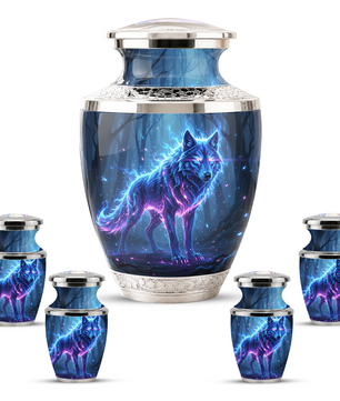 Wolf Cremation Urn for Human Ashes, Personalized Memorial Urn for Men
