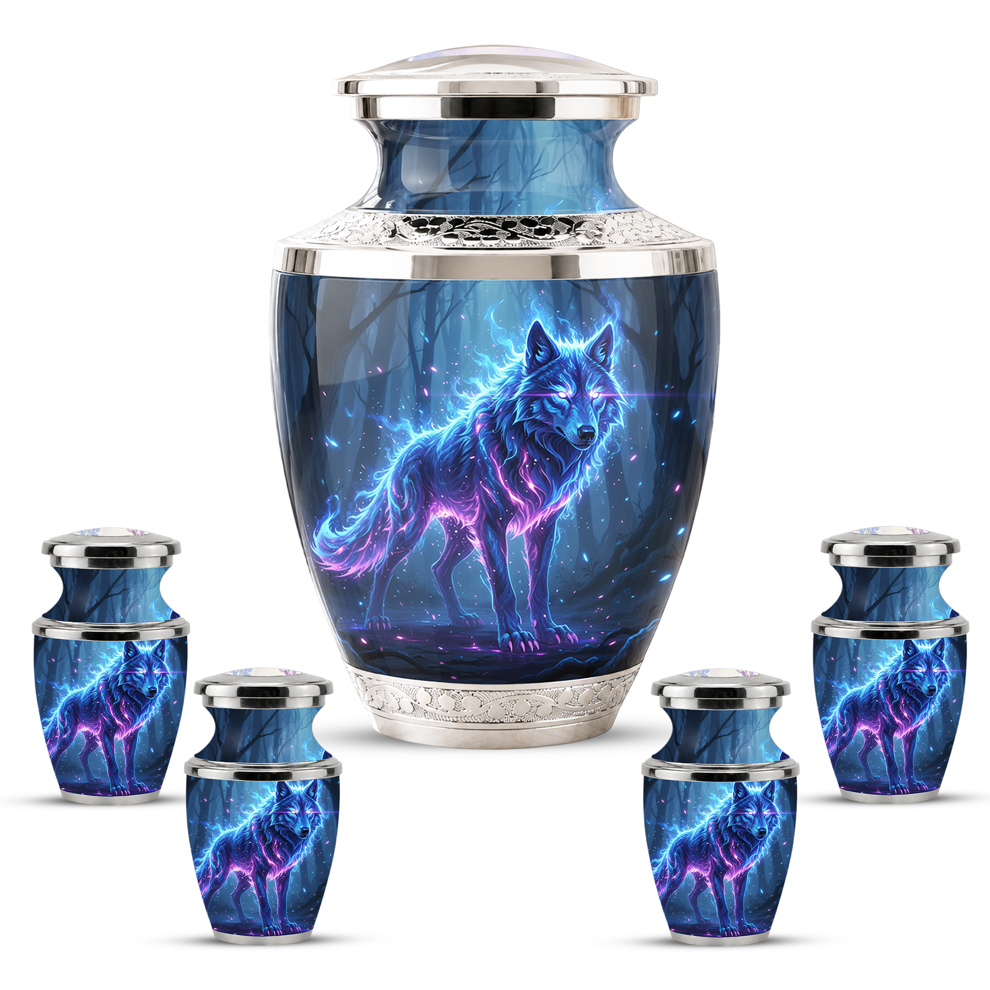 Wolf Cremation Urn for Human Ashes, Personalized Memorial Urn for Men