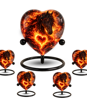 Optimized SEO Title Fiery Horse Heart Cremation Urn for Ashes, Personalized Adult Memorial Urn, Horse Cremation Urn