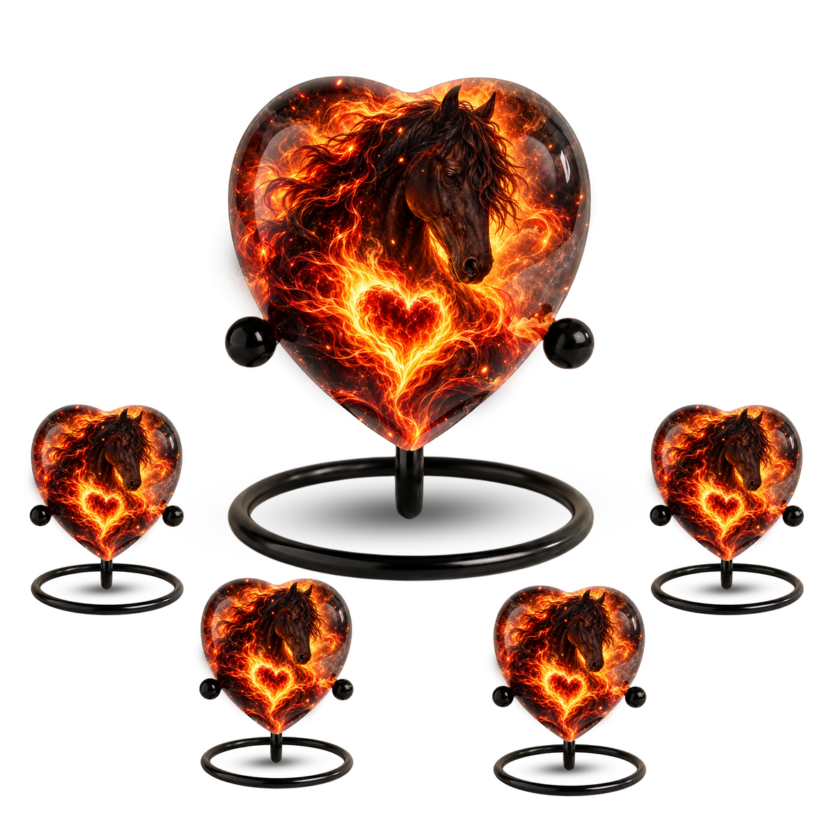 Optimized SEO Title Fiery Horse Heart Cremation Urn for Ashes, Personalized Adult Memorial Urn, Horse Cremation Urn