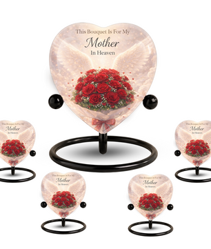Rose Urn for Mom – Heart-Shaped Mother in Heaven Cremation Memorial Urn