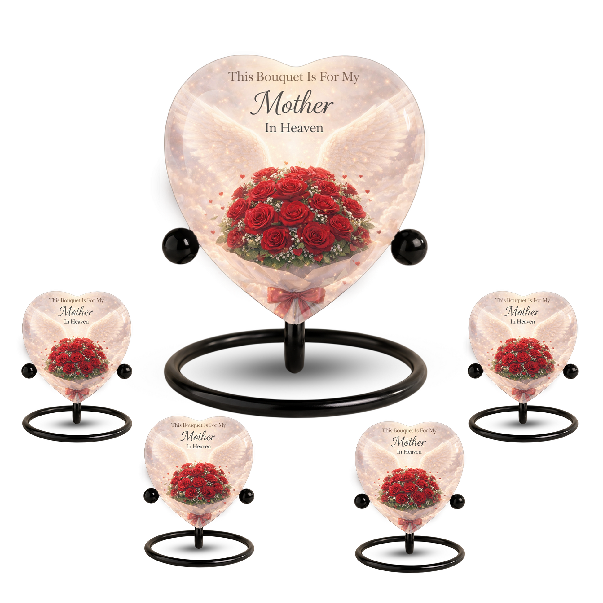 Rose Urn for Mom – Heart-Shaped Mother in Heaven Cremation Memorial Urn