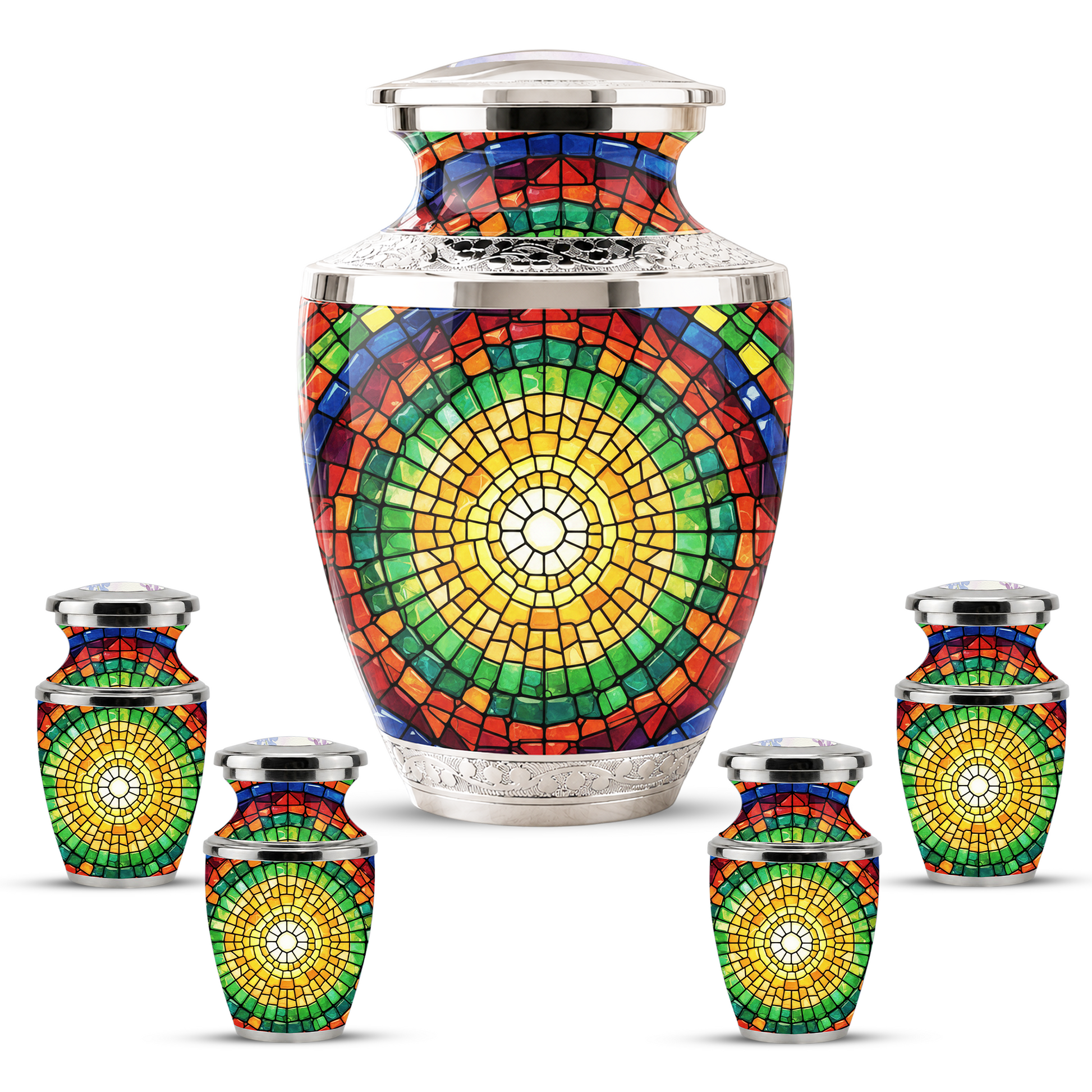 Stained Glass Cremation Urn for Human Ashes, Personalized Memorial Urn for Adult