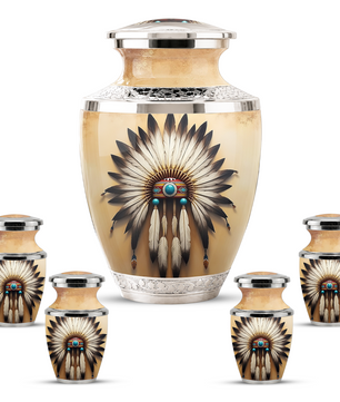 Native American Western Cremation Urn for Dad & Mom, Personalized Memorial Urn